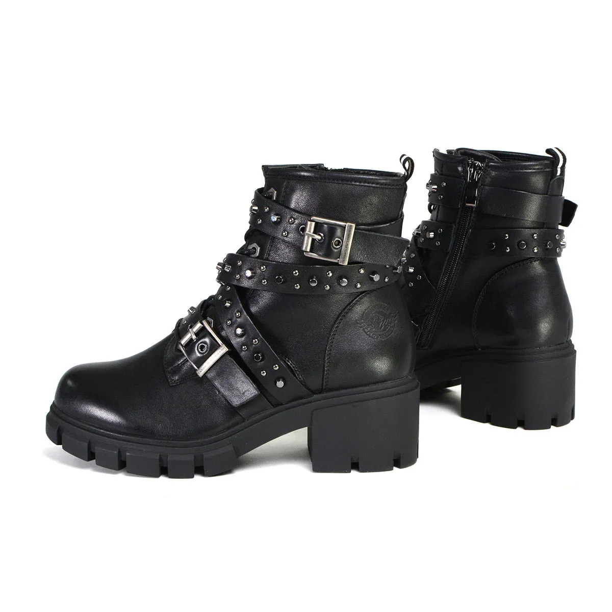 Milwaukee Leather MBL9444 Women's Bruiser Premium Black Lace-Up