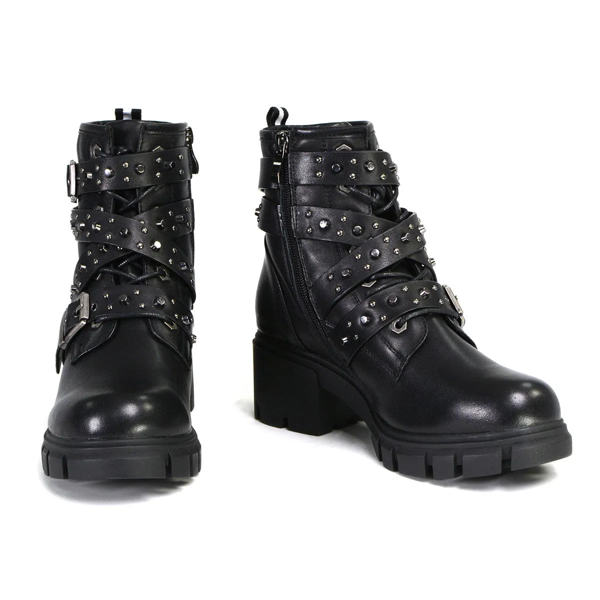 Milwaukee Leather MBL9444 Women's Bruiser Premium Black Lace-Up