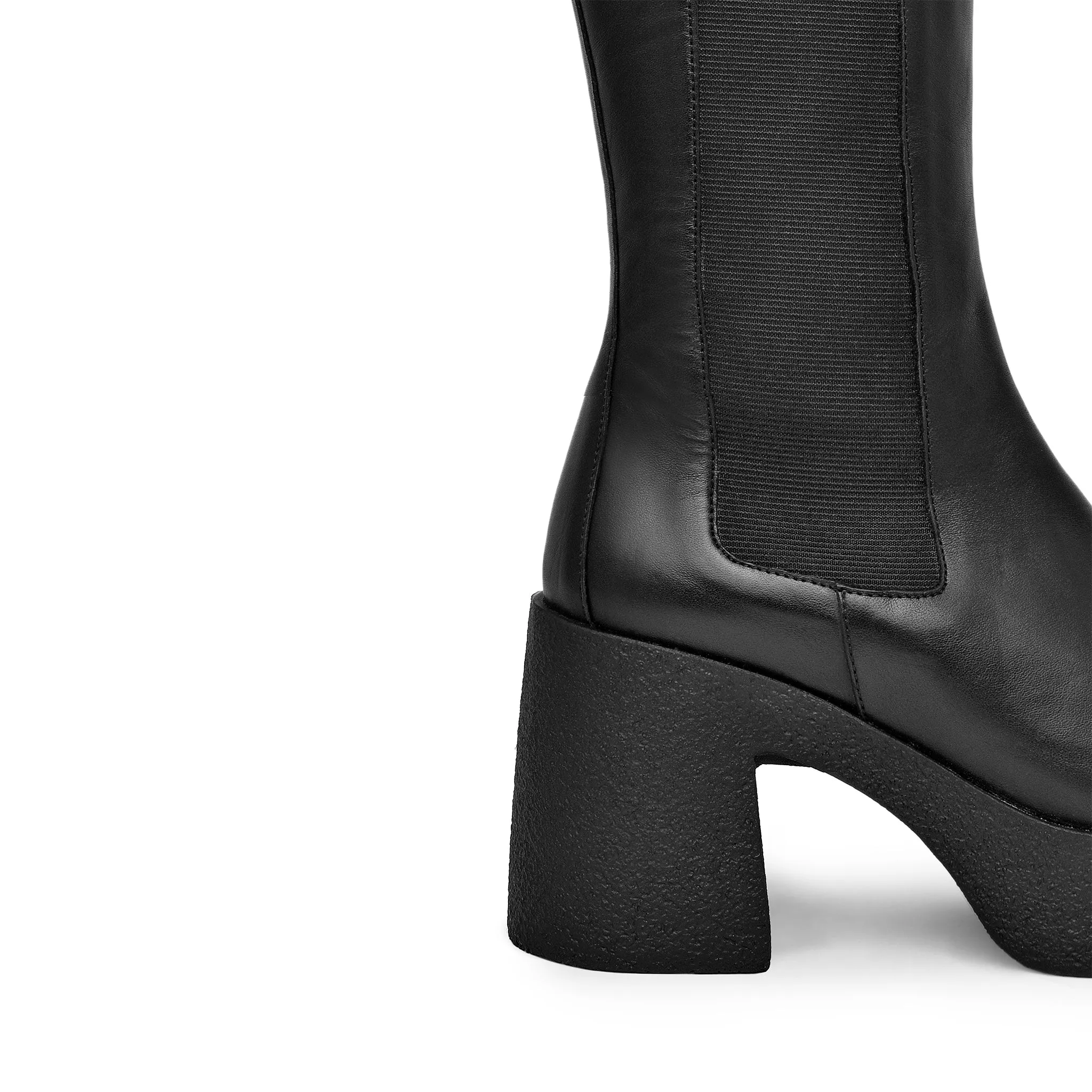 Momoko Black Knee-High Leather Chelsea Boots