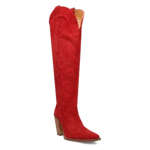 Online Exclusive | Dingo | Primadonna Suede Leather Boot in Red **PREORDER