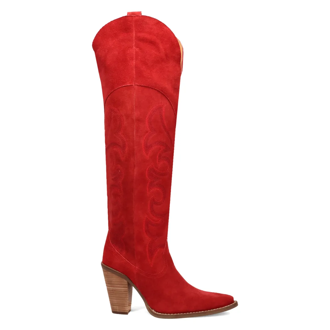 Online Exclusive | Dingo | Primadonna Suede Leather Boot in Red **PREORDER