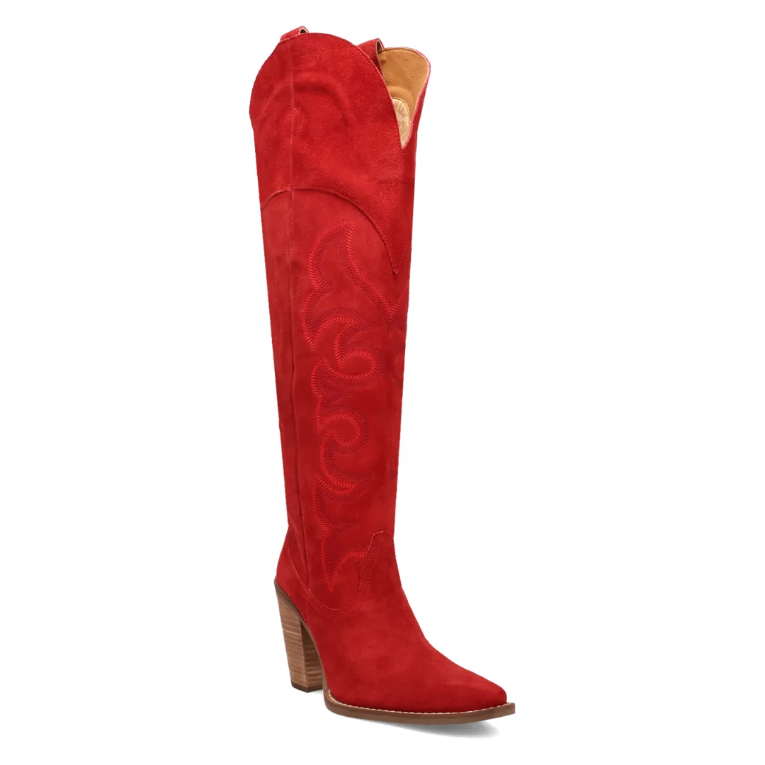 Online Exclusive | Dingo | Primadonna Suede Leather Boot in Red **PREORDER