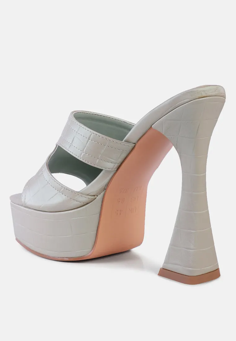 Pda Croc High Heel Platform Sandals