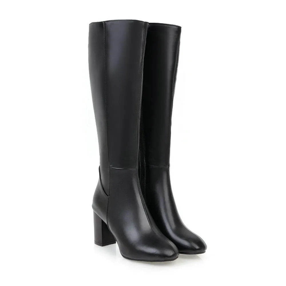 Pre Order:  Chunky High Heel Knee High Boots