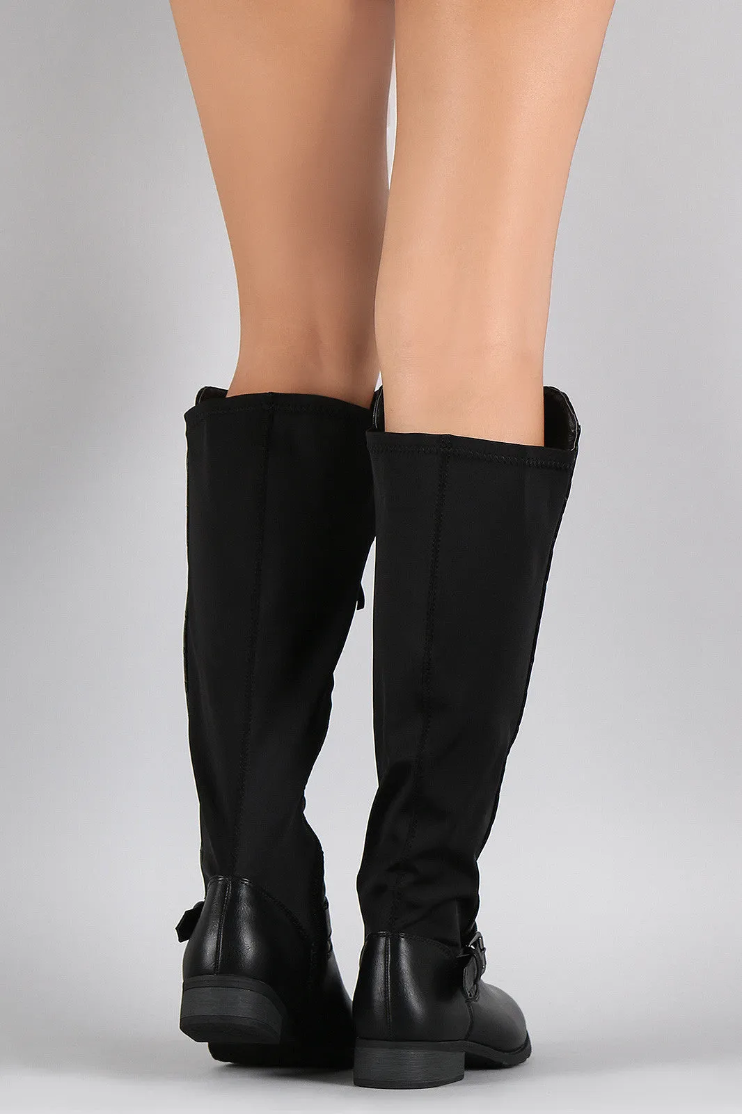 Quilted Stretchy Knee High Riding Boots