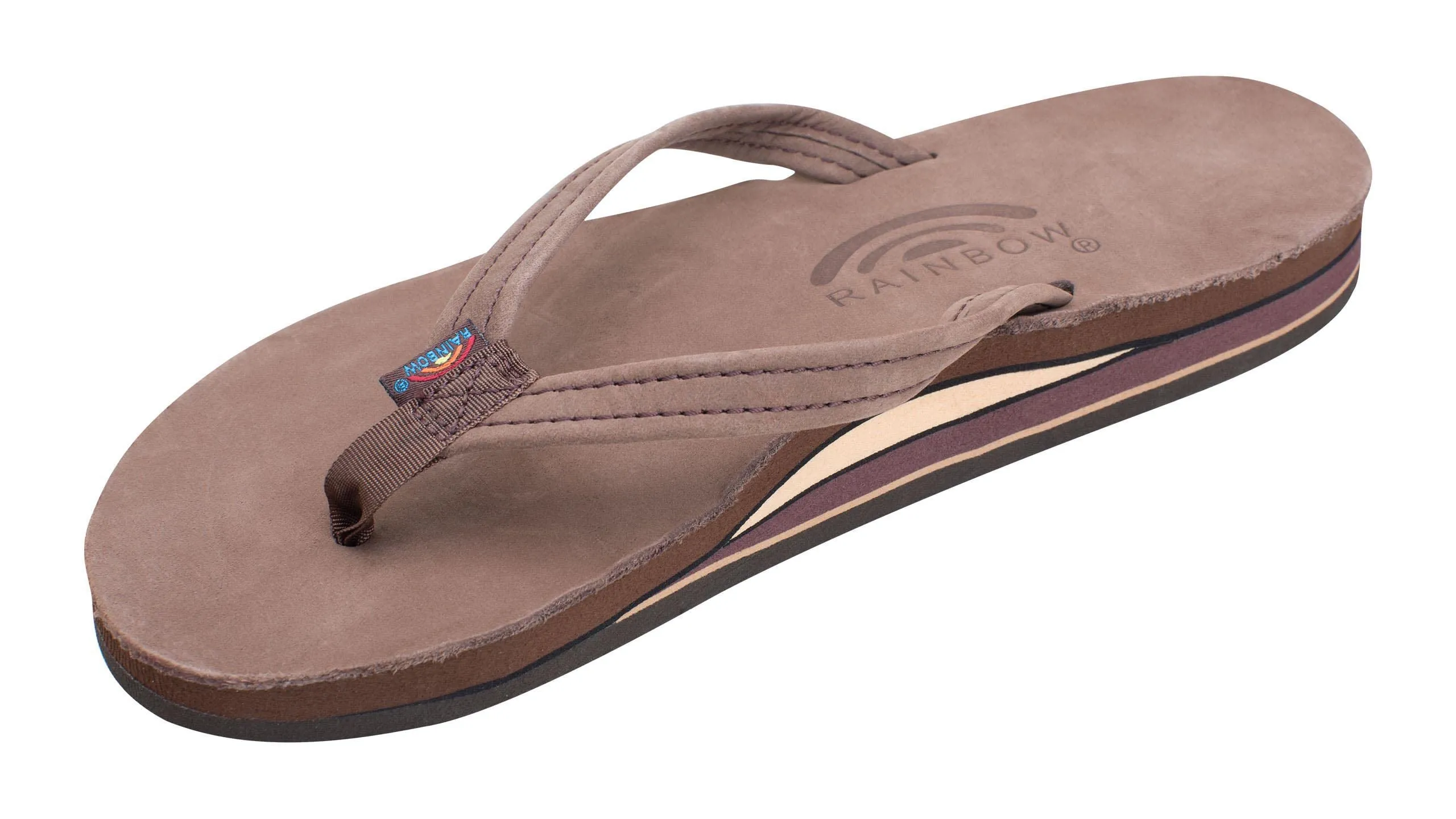 Rainbow Sandals Women’s Double Layer Premier Leather Narrow Strap w/Arch, Expresso