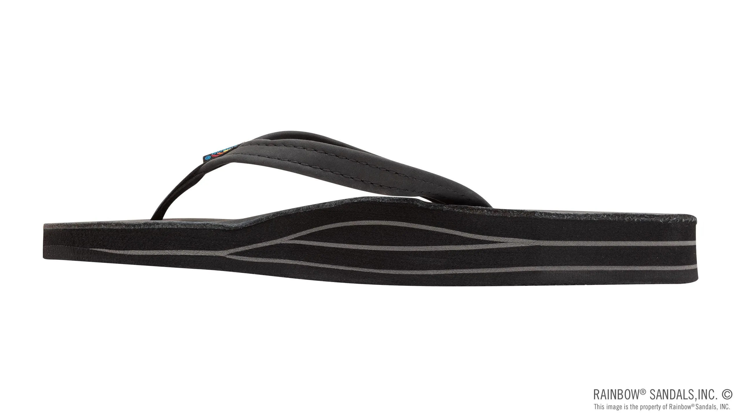 Rainbow Sandals Women’s Double Layer Premier Leather Narrow Strap w/Arch, Premier Black