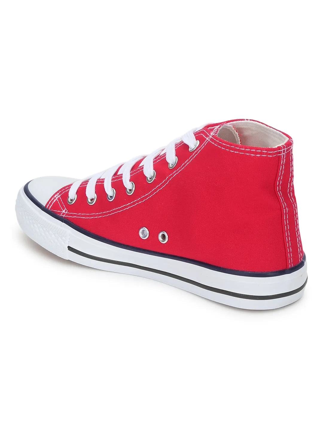 Red Canvas High Ankle Stylish Lace-Up Sneakers (TC-CAN2-RED)