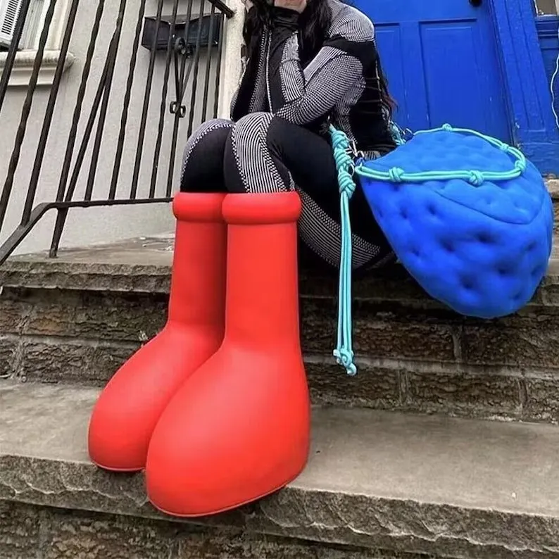 Red Rain Boots Thick Bottom - Big Red Boots