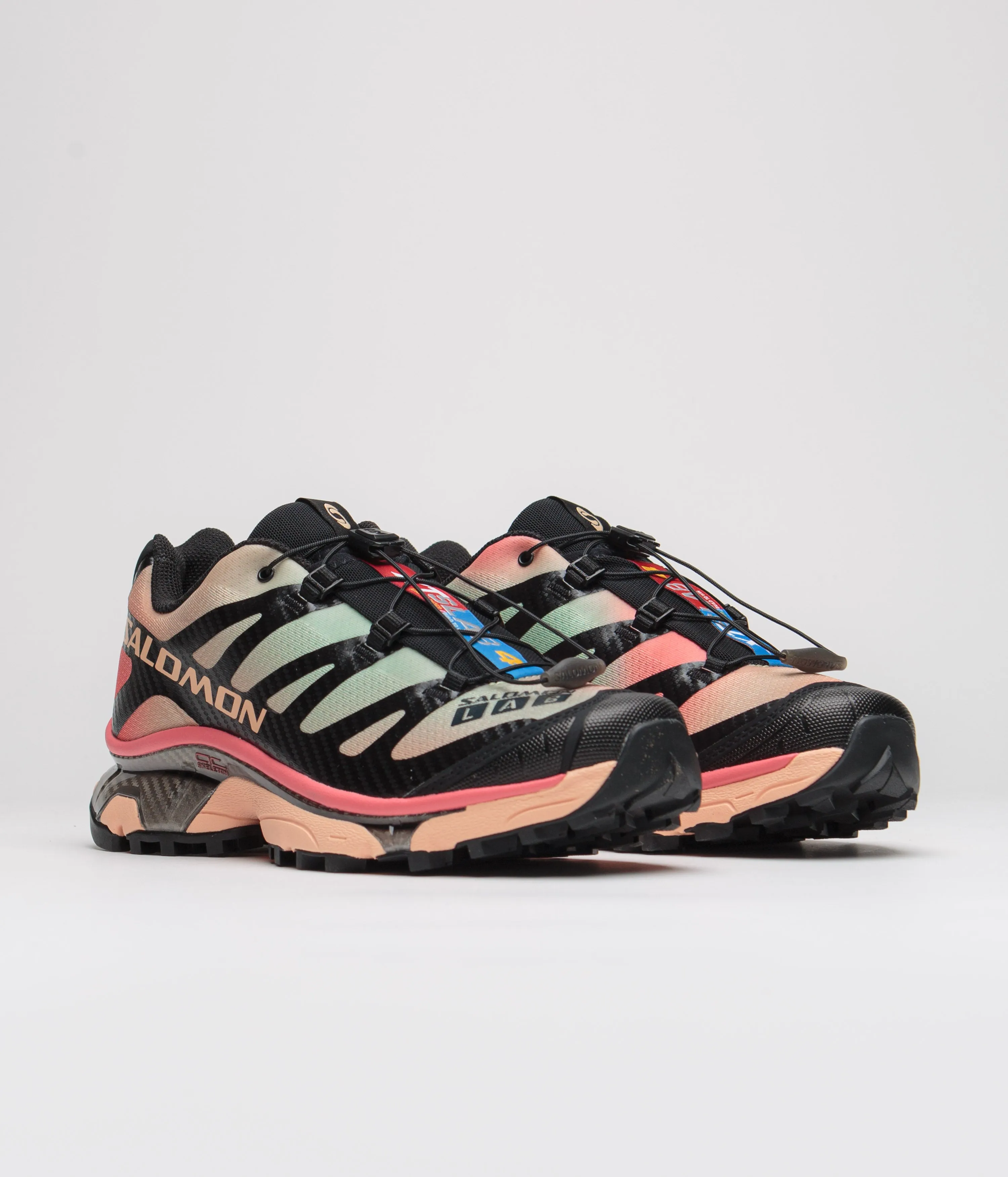 Salomon XT-4 OG Aurora Borealis Shoes - Black / Prairie Sunset / Sugar Coral