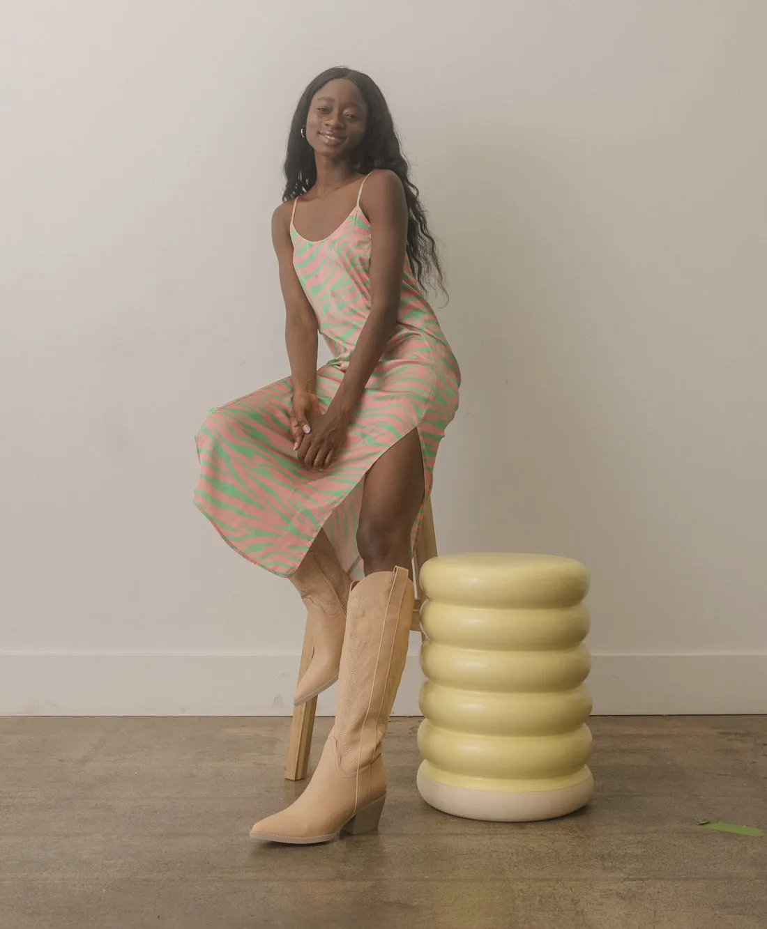 Samara Knee High Cowboy Boots: Nude