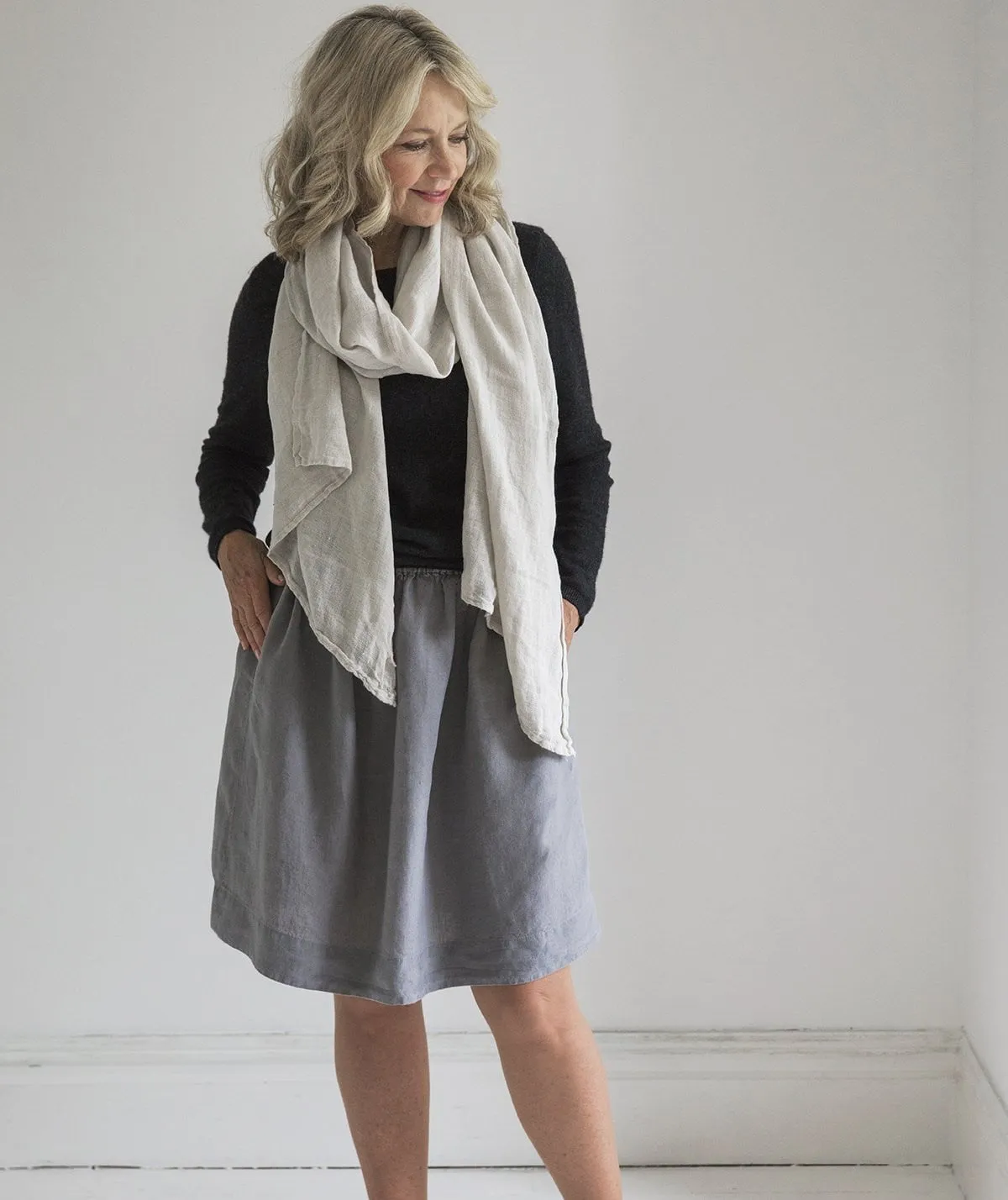 SAMPLE SALE<br>Charcoal Linen Skirt<br>Large