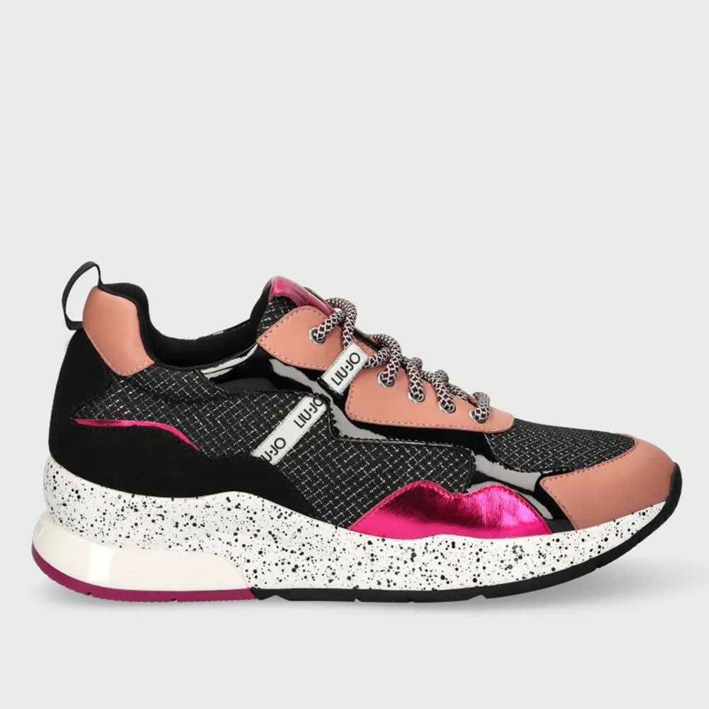 Scarpe Donna LIU JO Sneakers in Tessuto Mesh Nero e Rosa