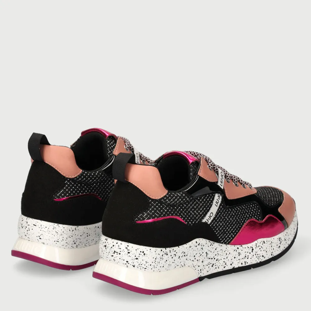 Scarpe Donna LIU JO Sneakers in Tessuto Mesh Nero e Rosa