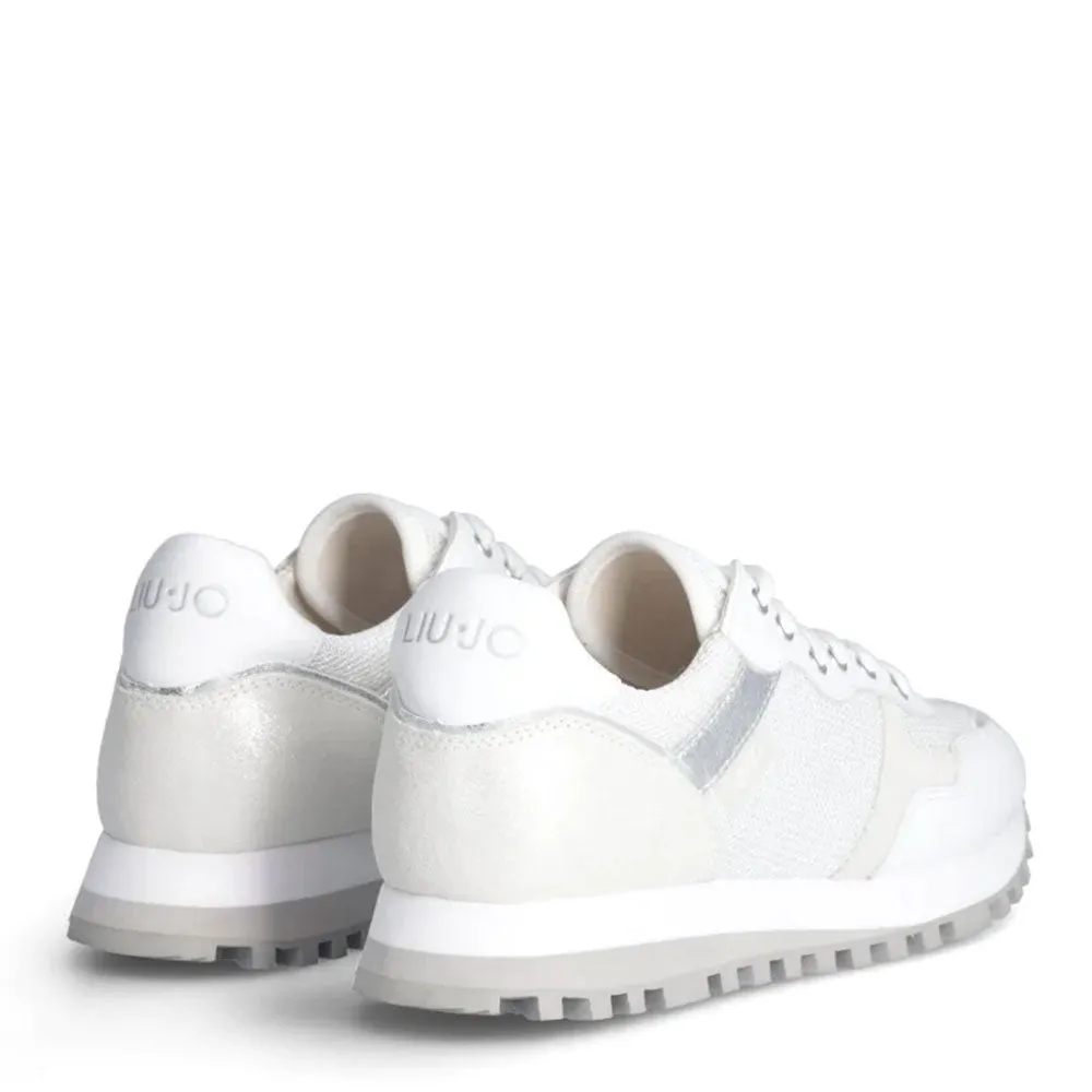 Scarpe Donna LIU JO Sneakers Wonder 01 in Pelle e Brighty Mesh Bianco