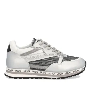 Scarpe Junior LIU JO linea Wonder 8 Sneakers in Mesh e Tessuto Effetto Laminato Silver