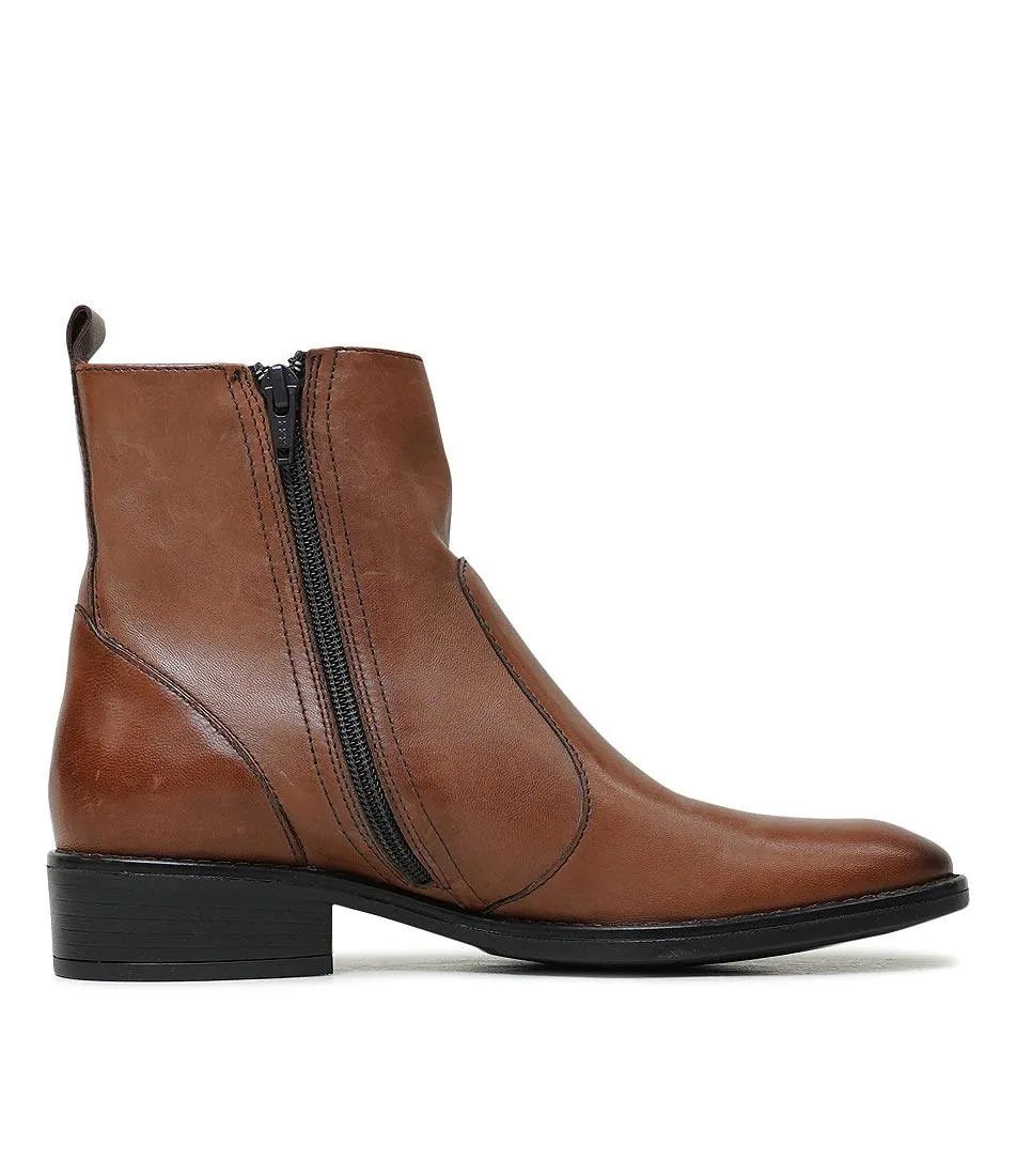 Seline Brandy Leather Ankle Boots