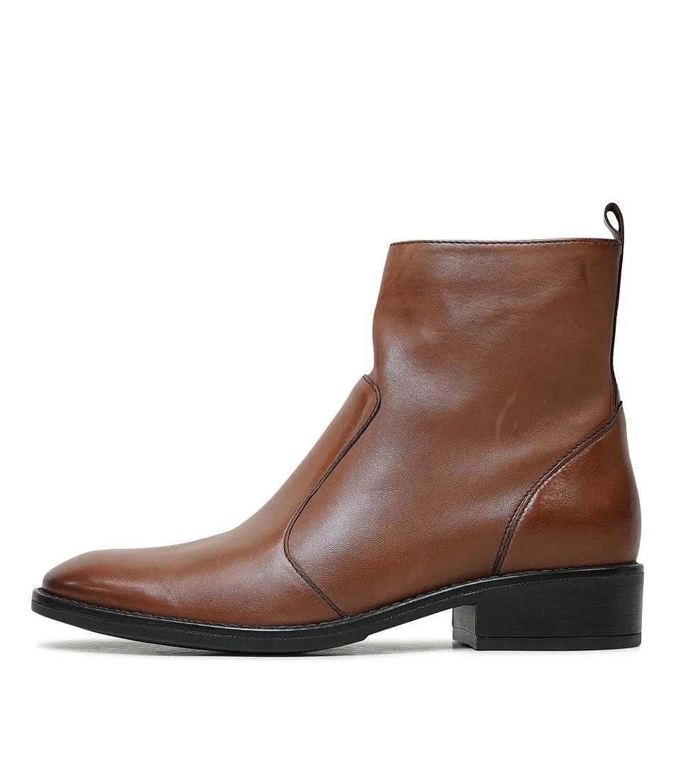 Seline Brandy Leather Ankle Boots