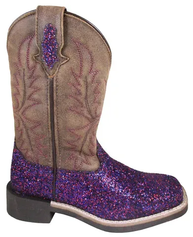 Smoky Mountain Children Girls Ariel Brown Purple Leather Cowboy Boots Style 3164C