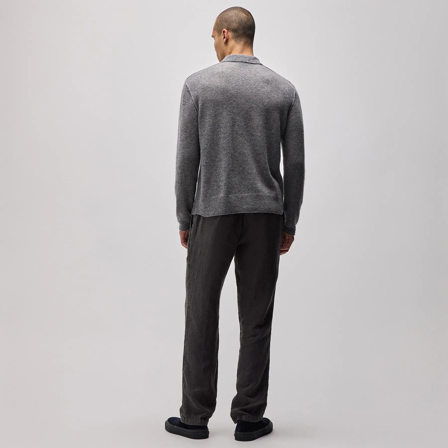 Soft Featherweight Cashmere Polo - Heather Grey