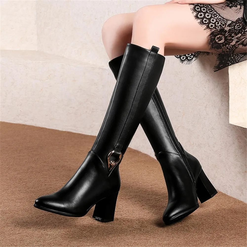 Square High Heels Party Knee High Boots