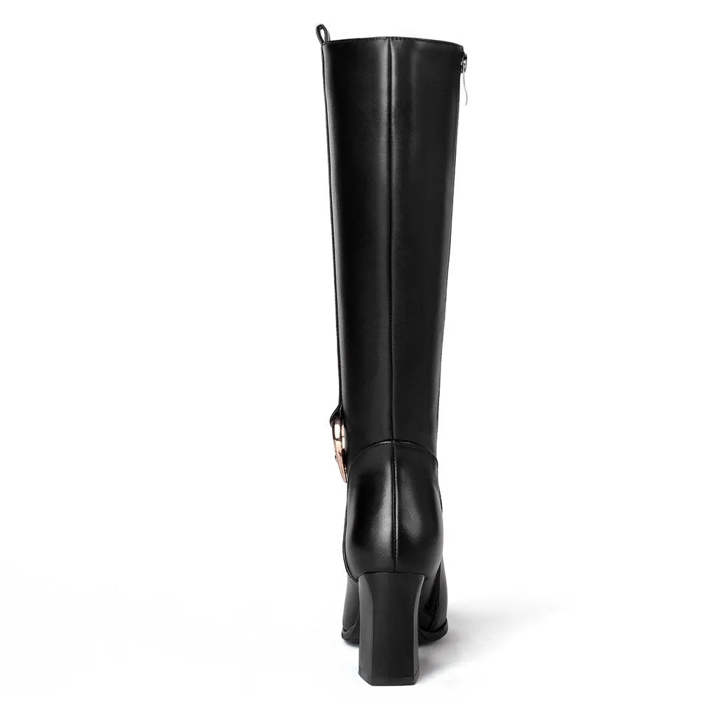 Square High Heels Party Knee High Boots