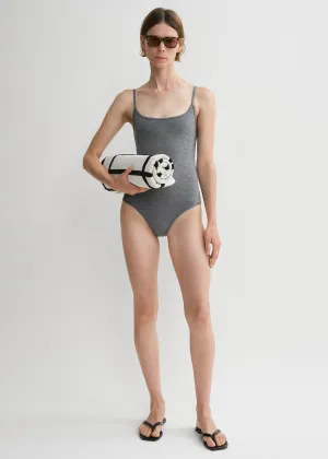 Square-neck swimsuit grey melange