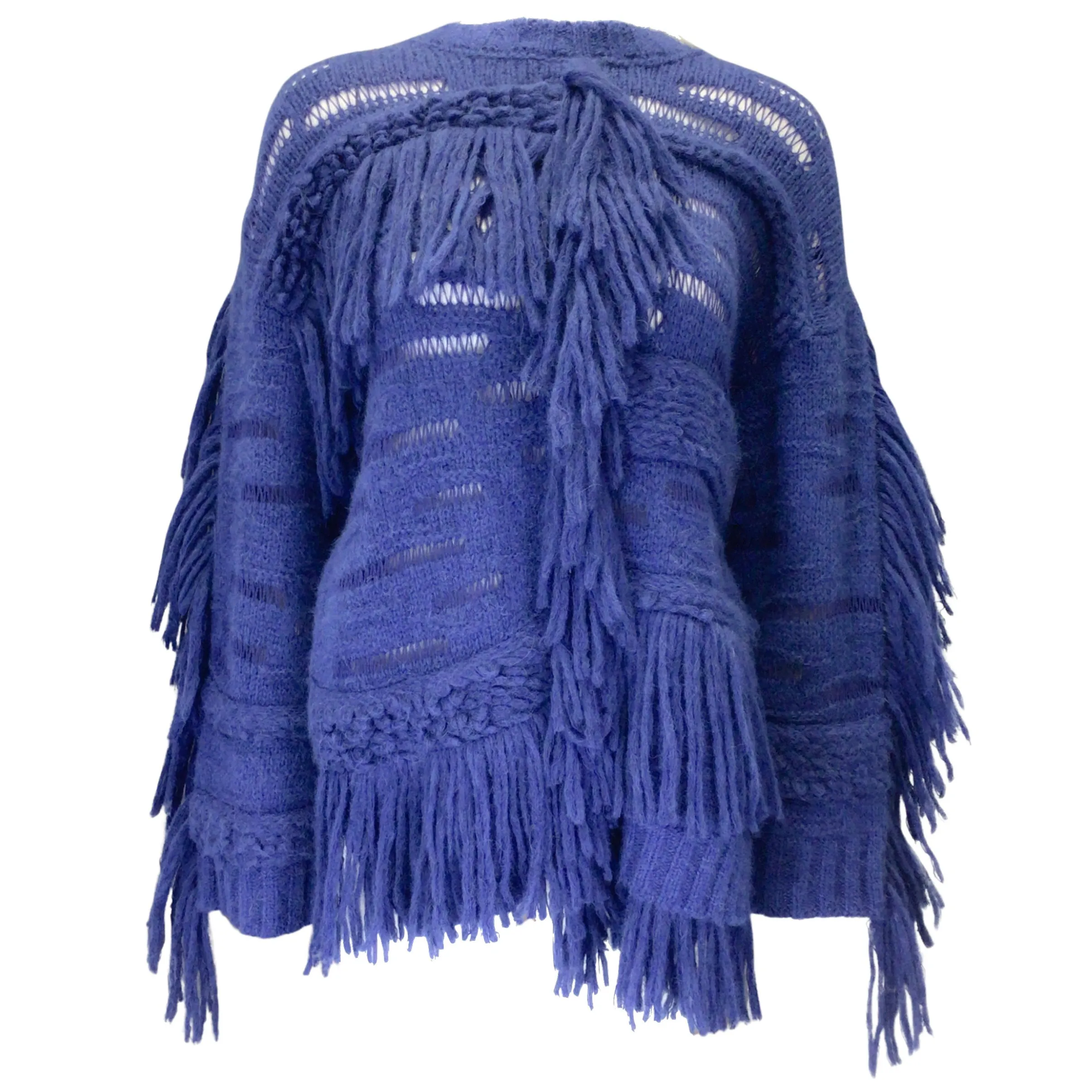 Stella McCartney Jewel Blue 2022 Airy Alpaca Textured Knit Sweater