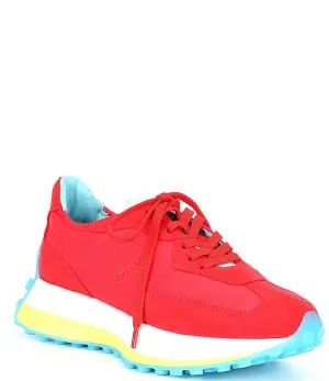 Steve Madden Chasen Red Multi Rounded Closed Toe Lace Up Fashion Sneaker