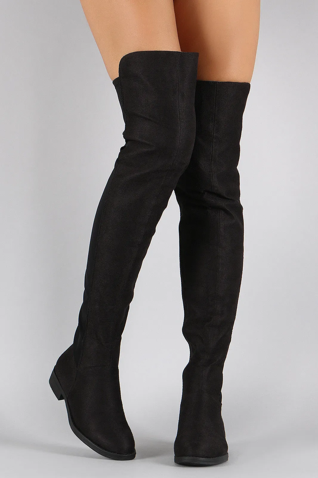 Suede Round Toe Riding Over-The-Knee Boots