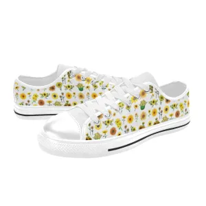 Sunflowers Graphic White Low Rise Women's Shoes up to size 12