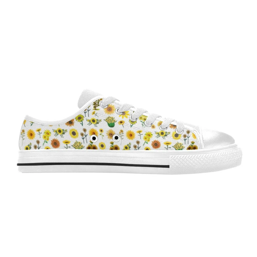 Sunflowers Graphic White Low Rise Women's Shoes up to size 12