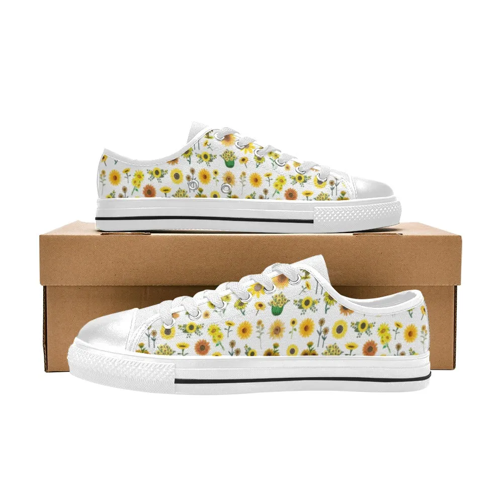 Sunflowers Graphic White Low Rise Women's Shoes up to size 12