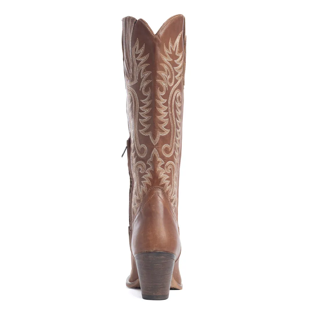 Syllvia Prairie Leather Boots in Bourbon Brown