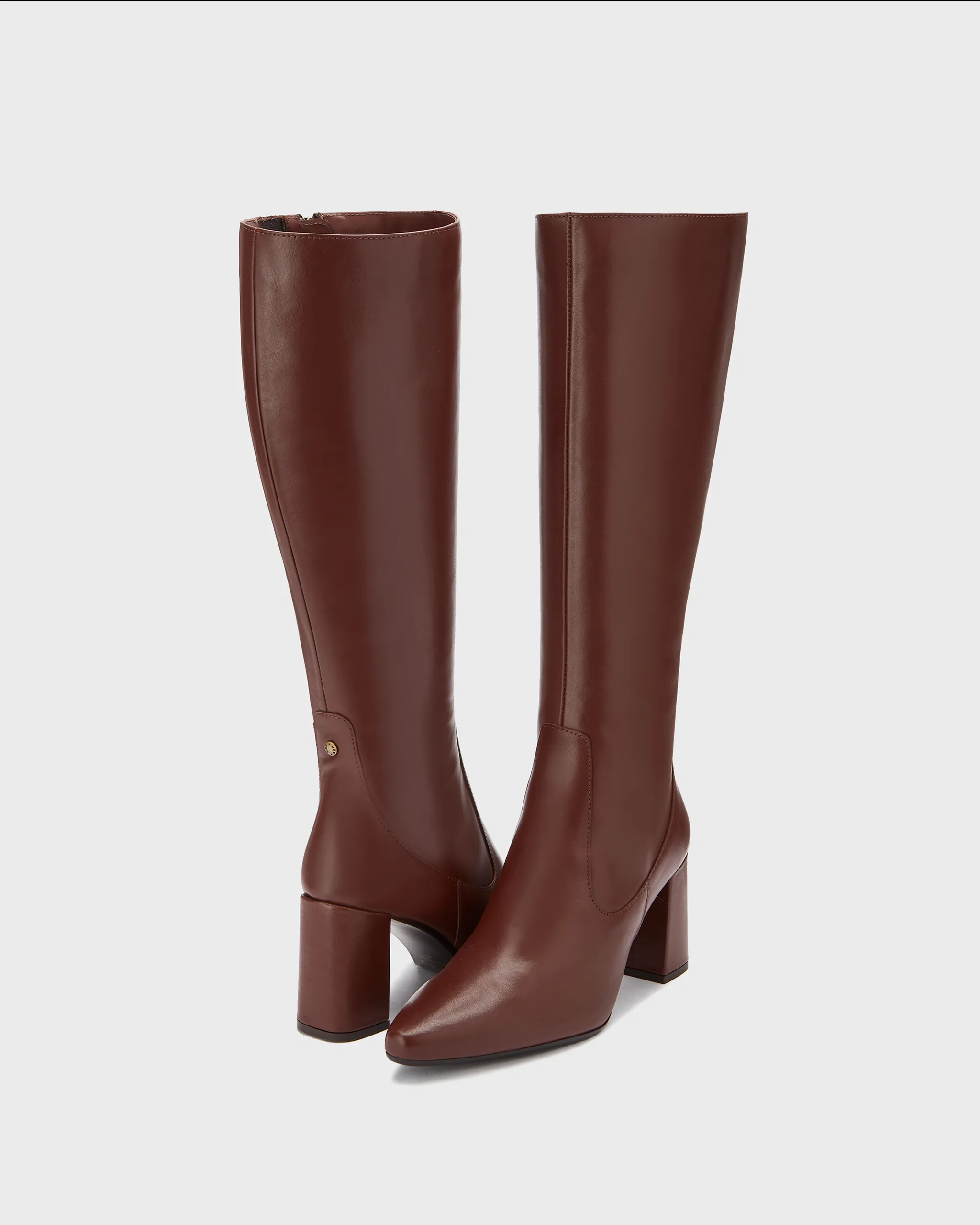 Tabitha Knee High Boots in Brown Leather