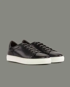 The Rhodes - Burnished Leather Sneaker - Charcoal