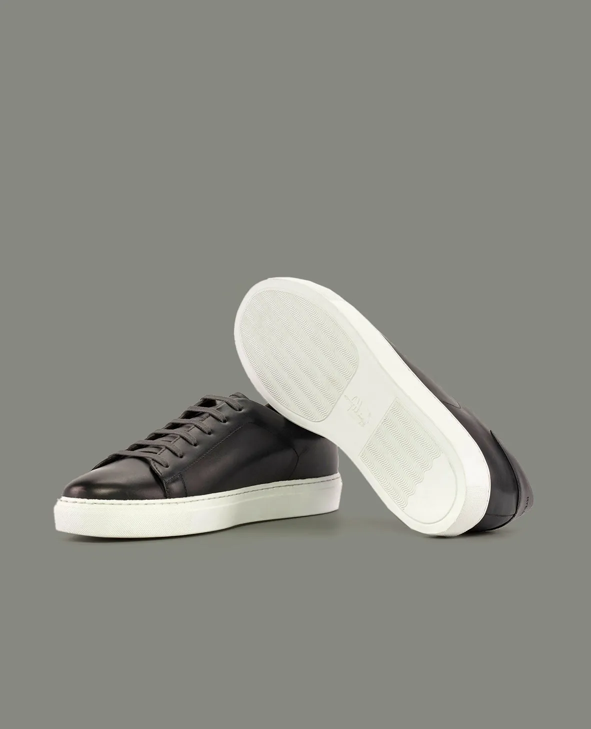 The Rhodes - Burnished Leather Sneaker - Charcoal