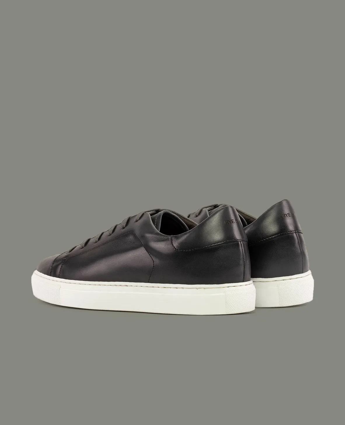 The Rhodes - Burnished Leather Sneaker - Charcoal