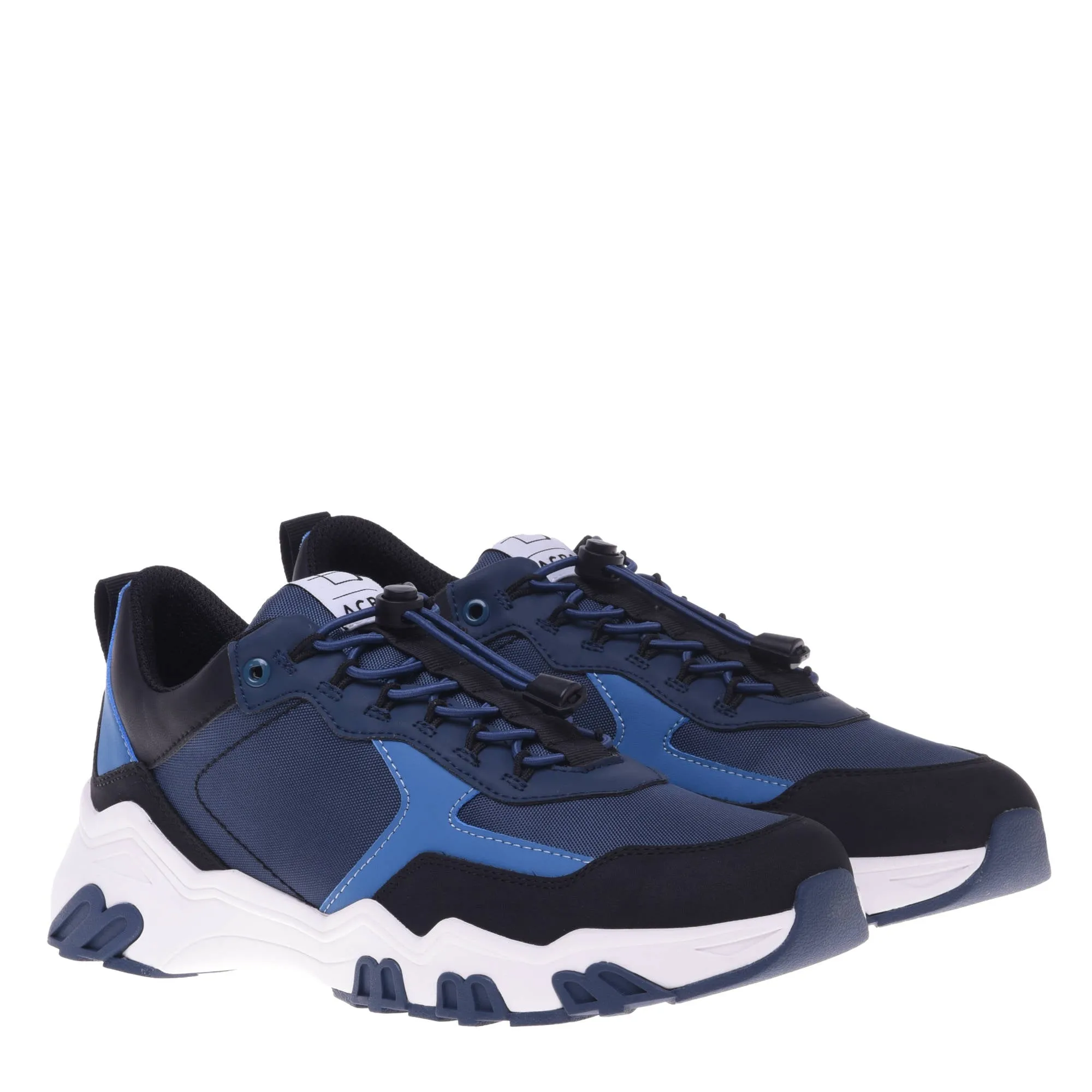 Trainers in black and blue eco-leather