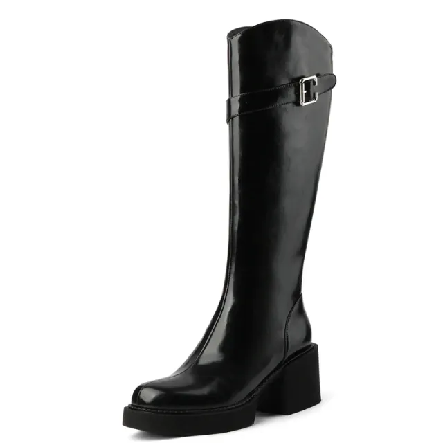 USS Shoes Barbas Women's Leather Knee High Black Boots