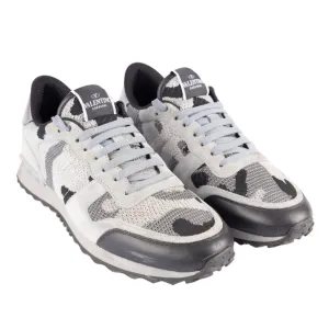 Valentino Garavani Grey Mesh Camouflage Rockrunner Sneakers