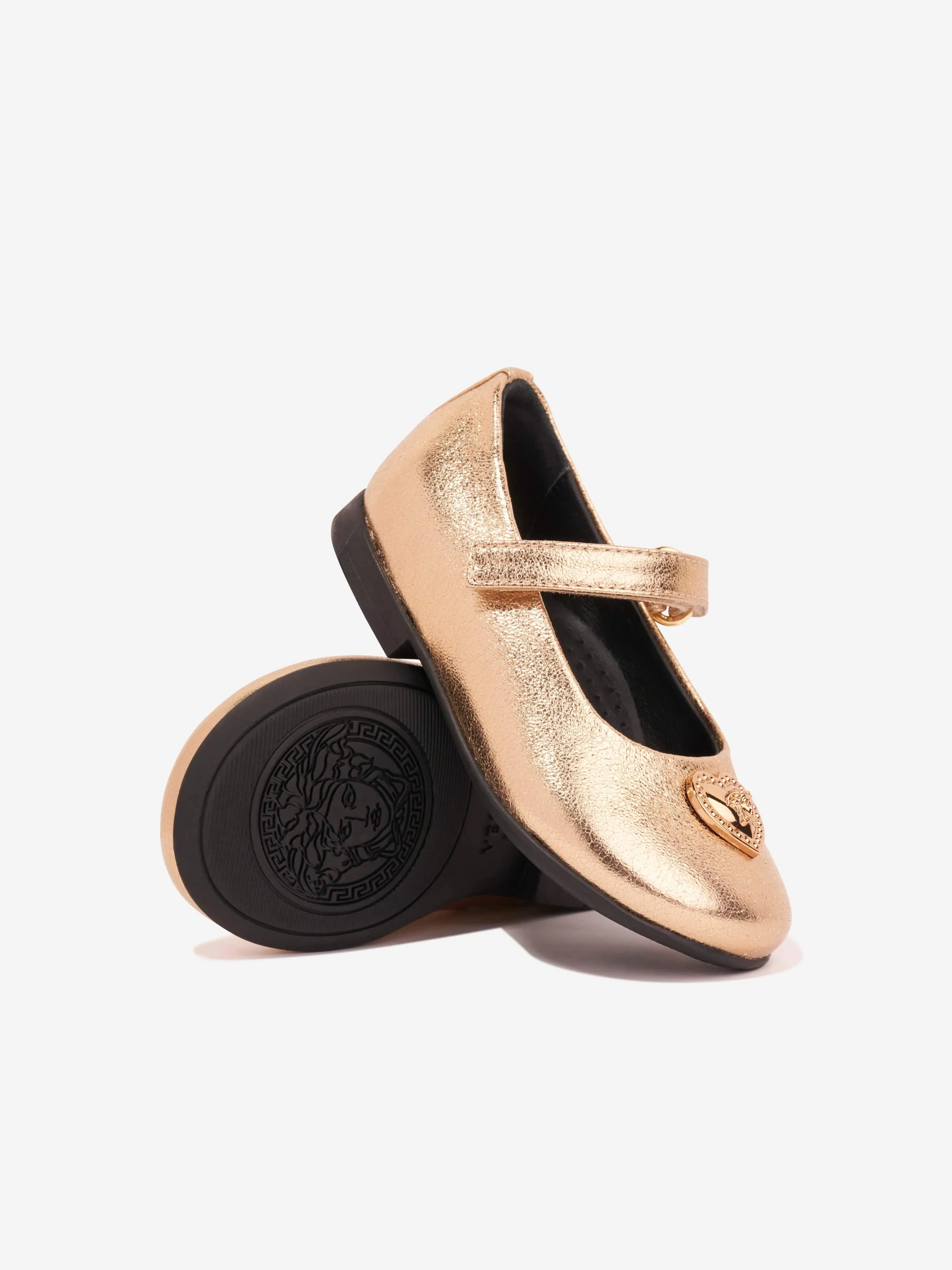 Versace Girls Heart Logo Shoes in Gold