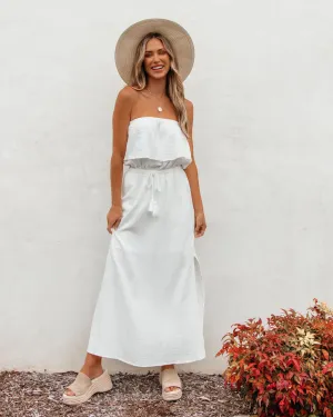 White Strapless Ruffled Maxi Dress - FINAL SALE