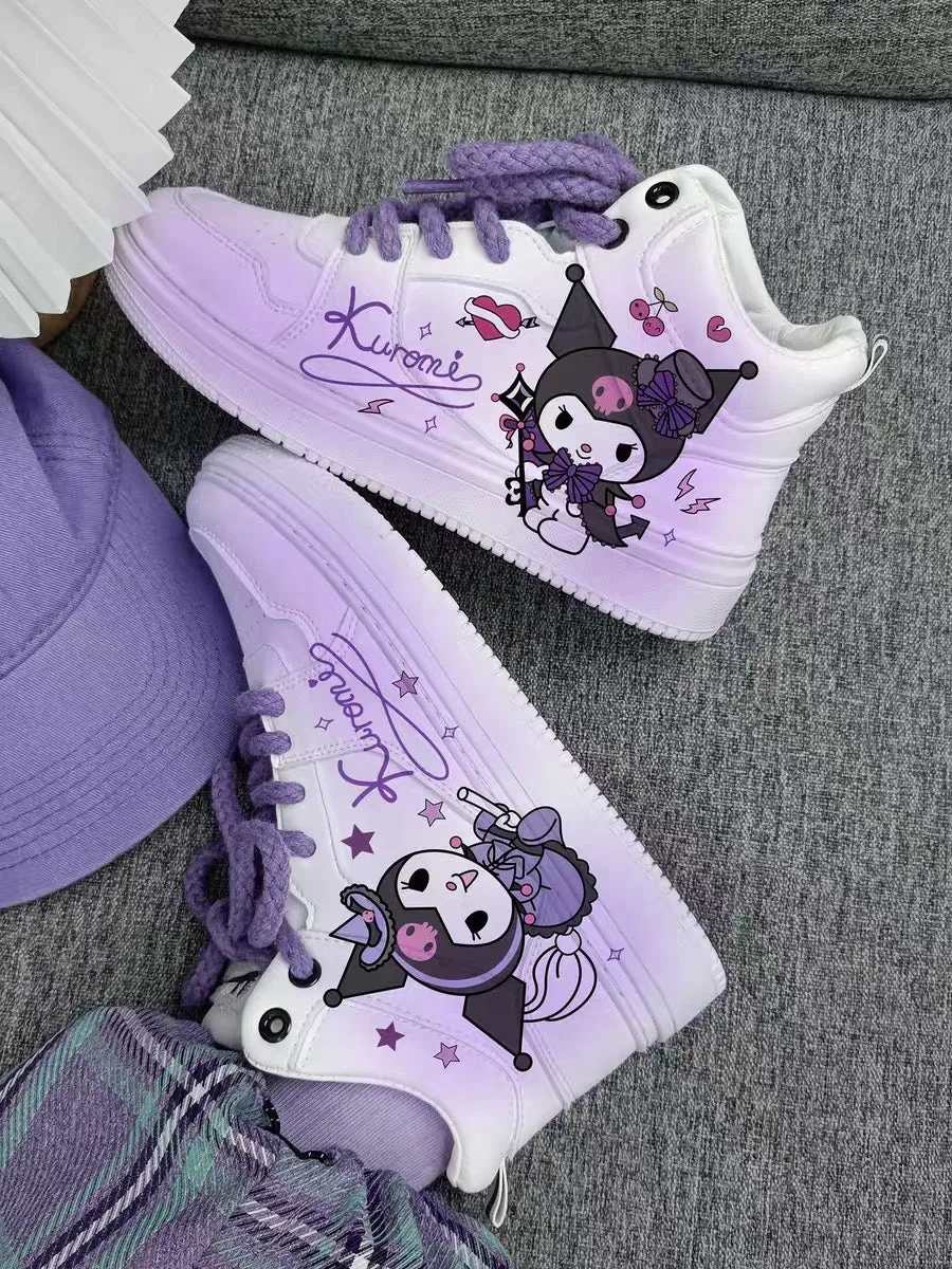 Witch Kuromi Inspired Purple and White Gradient High-Top Sneakers Trainers Runners