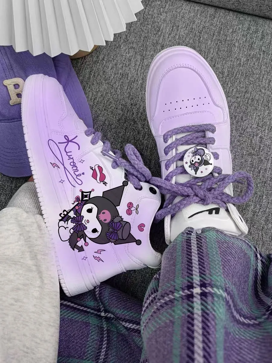 Witch Kuromi Inspired Purple and White Gradient High-Top Sneakers Trainers Runners