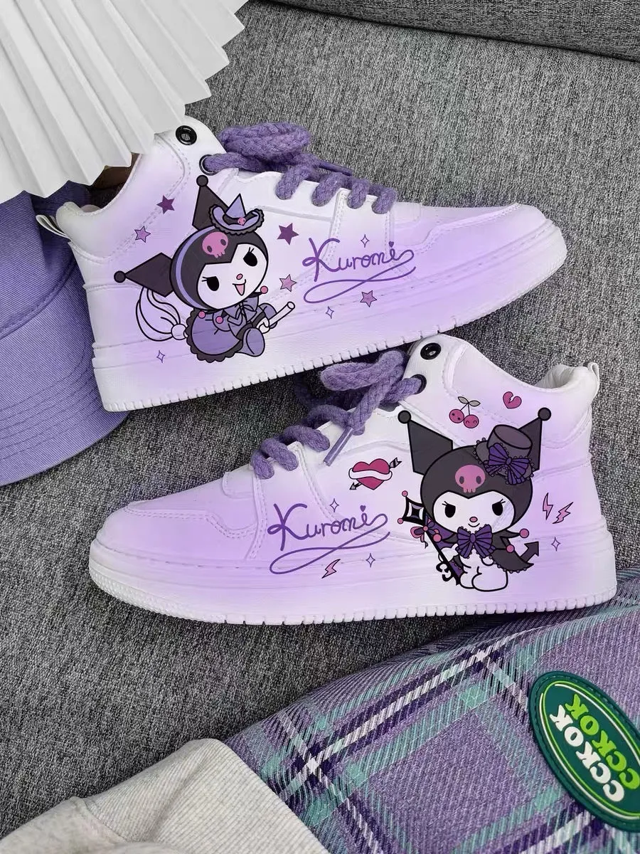 Witch Kuromi Inspired Purple and White Gradient High-Top Sneakers Trainers Runners