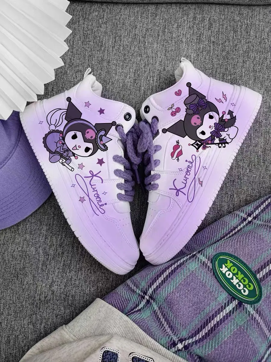 Witch Kuromi Inspired Purple and White Gradient High-Top Sneakers Trainers Runners