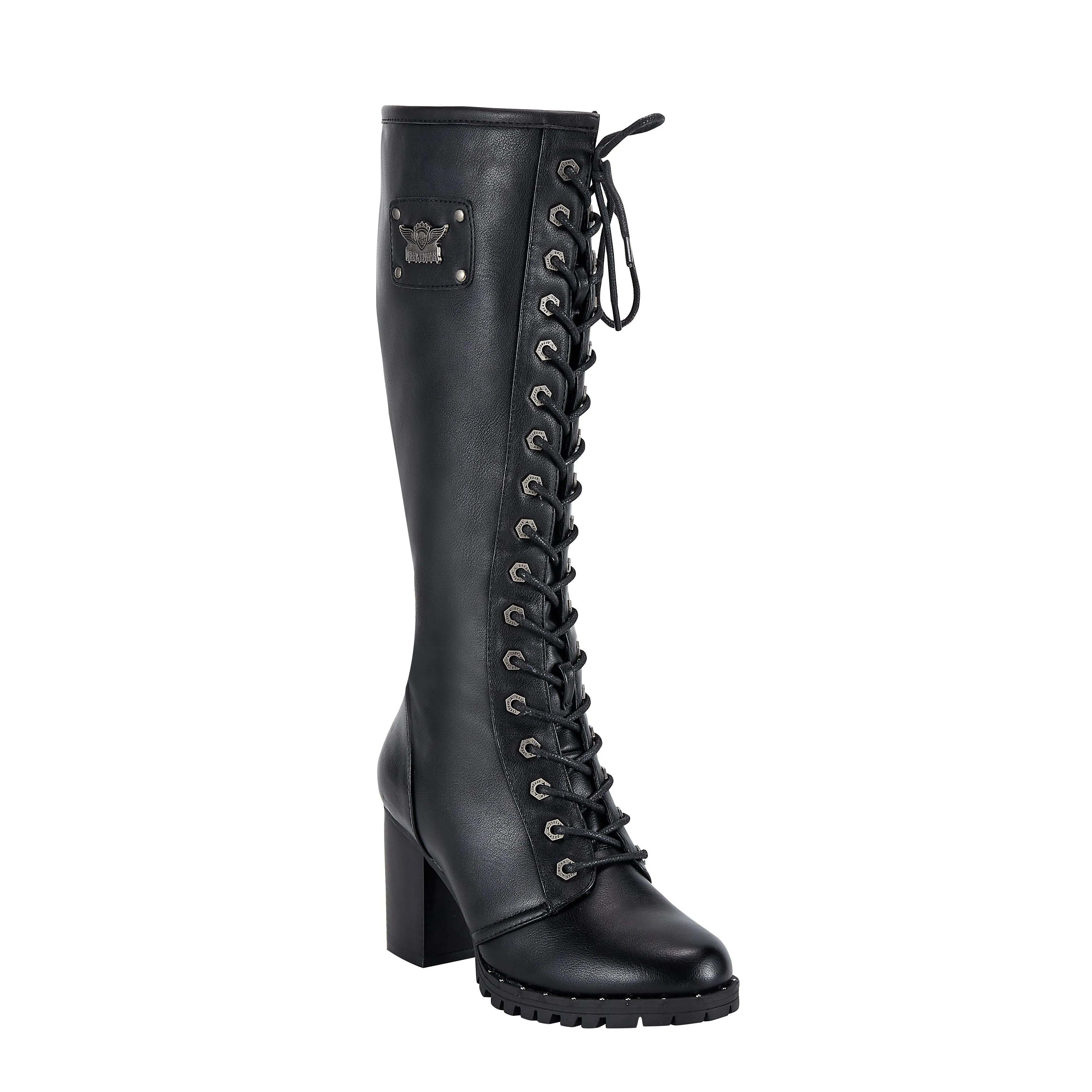 Womens Knee High Laced Boots By Dream Apparel® Zipper on Side