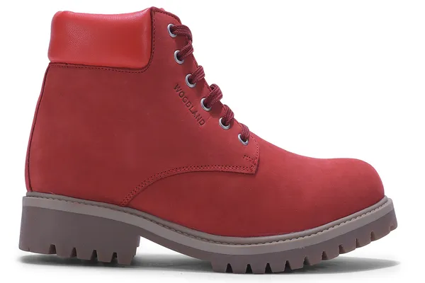 Women's Nubuck Leather Boots(#2249116_Port Red)