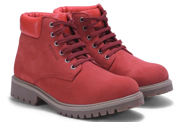 Women's Nubuck Leather Boots(#2249116_Port Red)